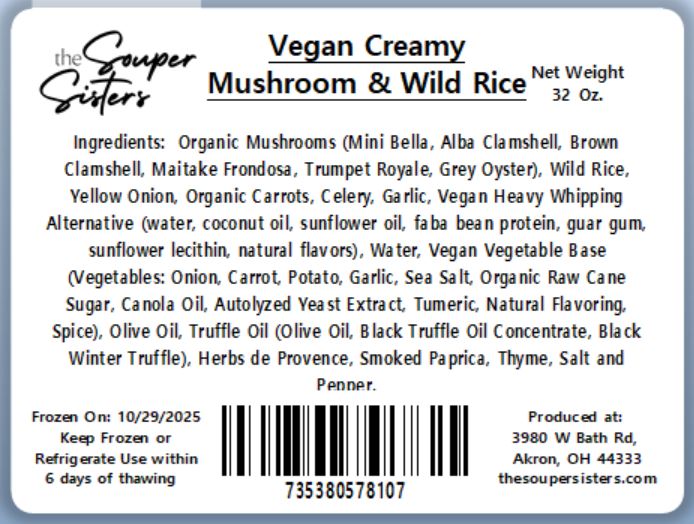 Vegan Creamy Mushroom and Wild Rice (32 oz.)