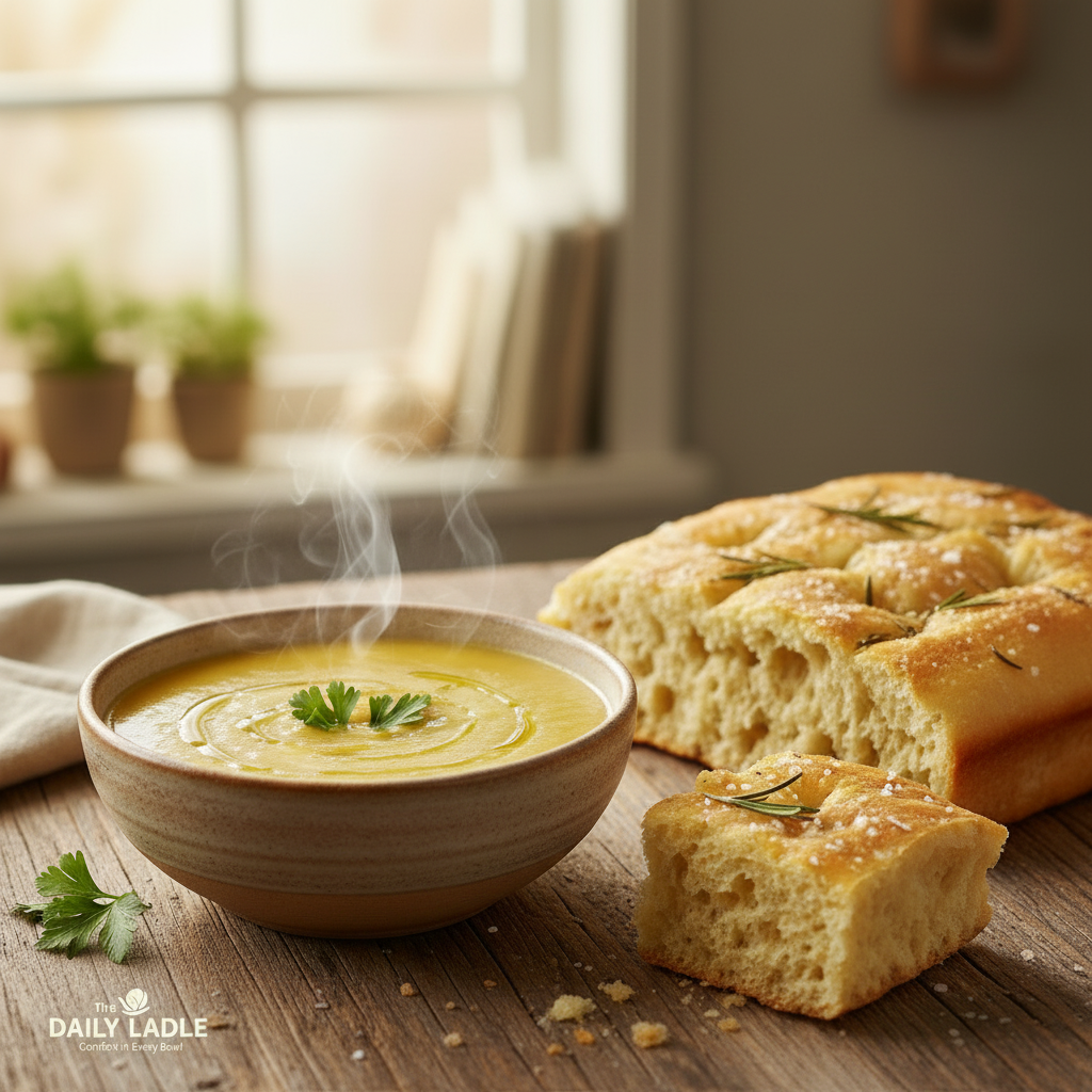 Soup and Focaccia Clean Image